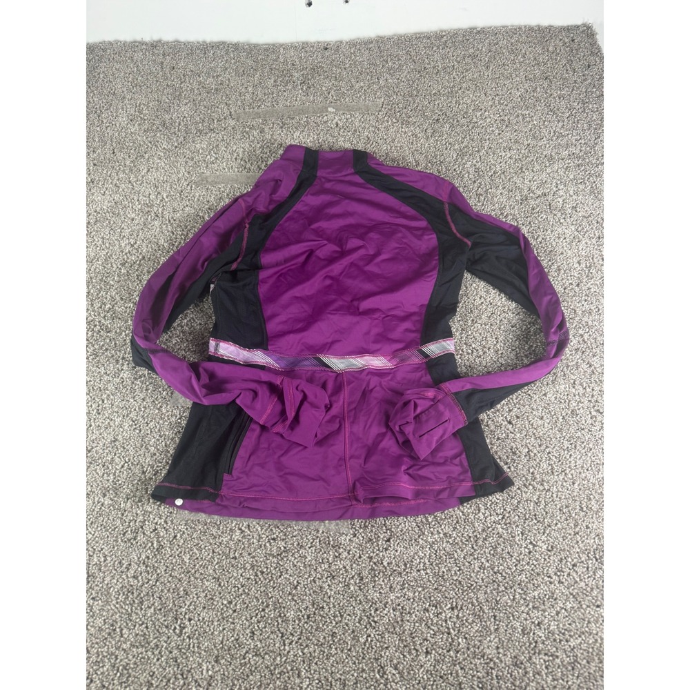 Lululemon Womens Purple Black Colorblock 1/4 Zip Pullover Running Top Size 10 - Picture 6 of 7